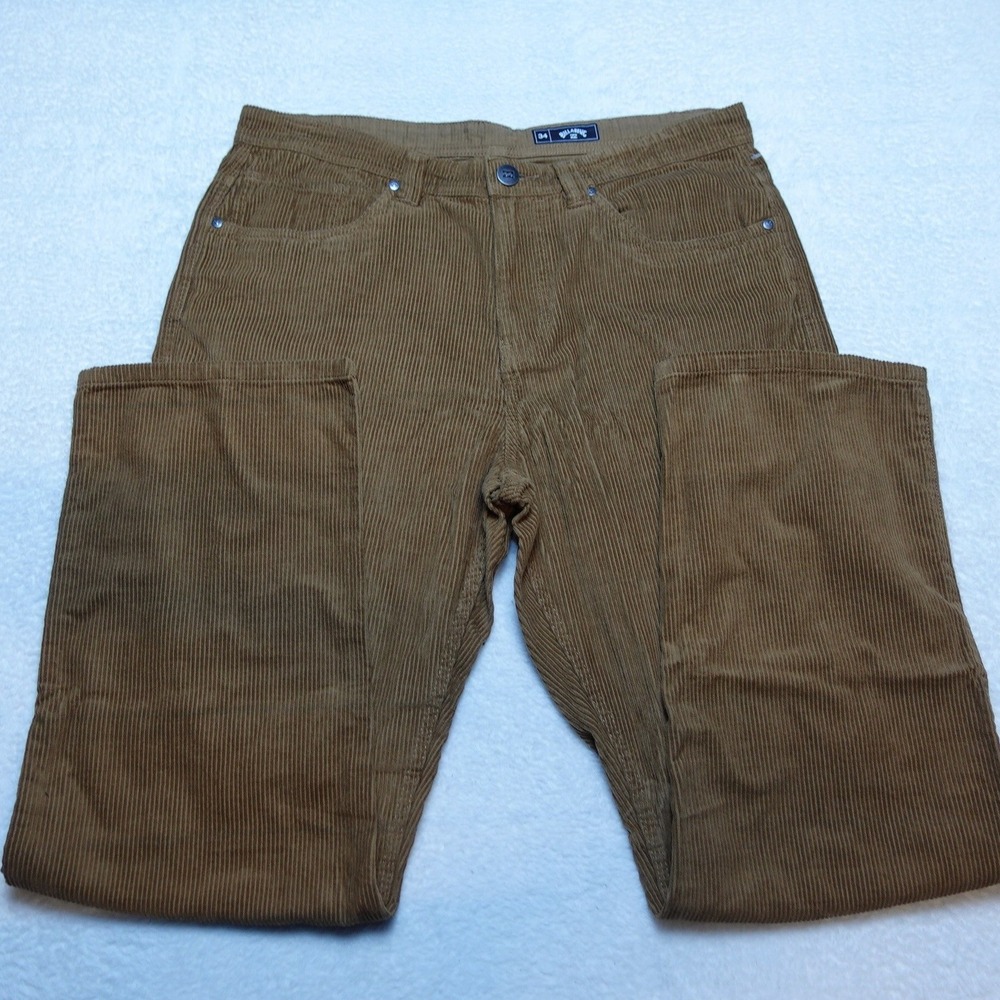 NO TAG Billabong Corduroy Pants Mens 34 Brown Straight Leg 5-Pocket Cotton
